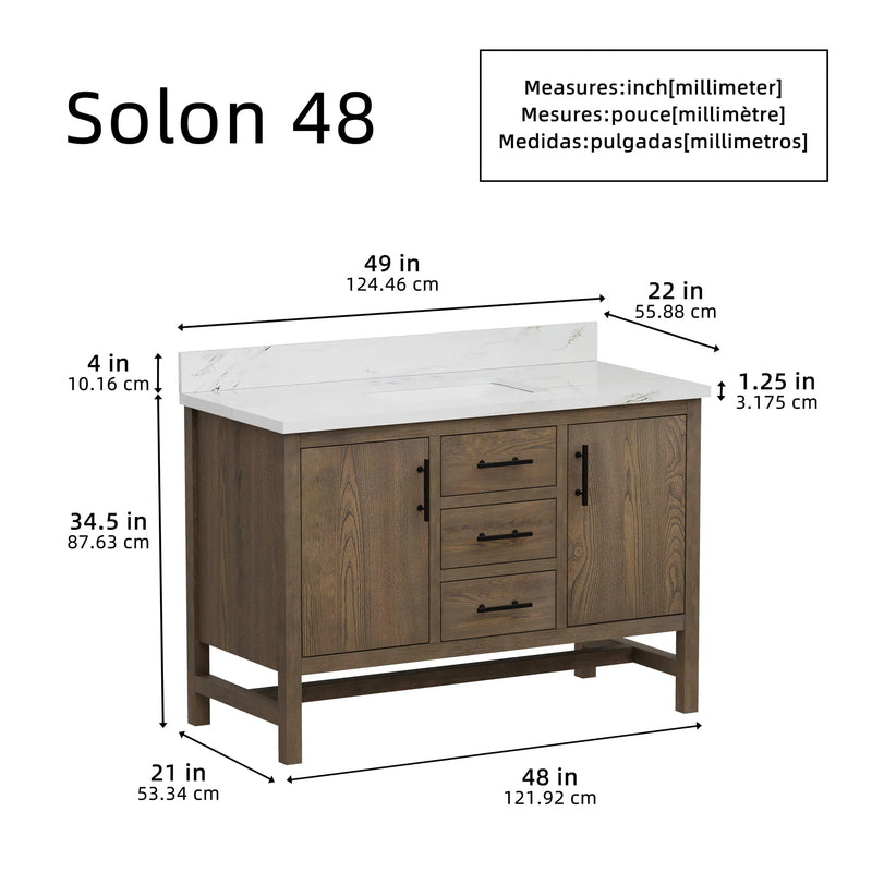 Solon 48"  Vanity Family Set with Calacatta Sintered Stone Top