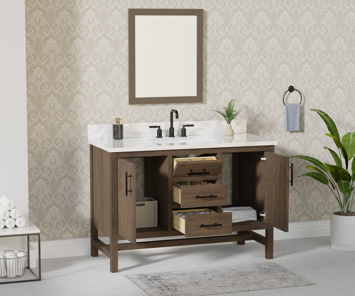 Solon 48"  Vanity Family Set with Calacatta Sintered Stone Top