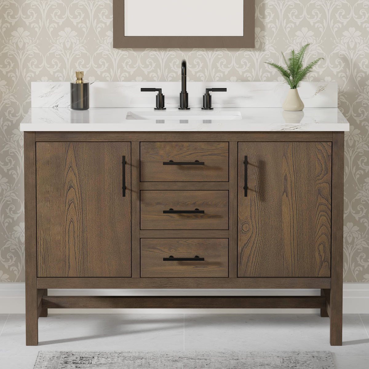 Solon 48"  Vanity Family Set with Calacatta Sintered Stone Top