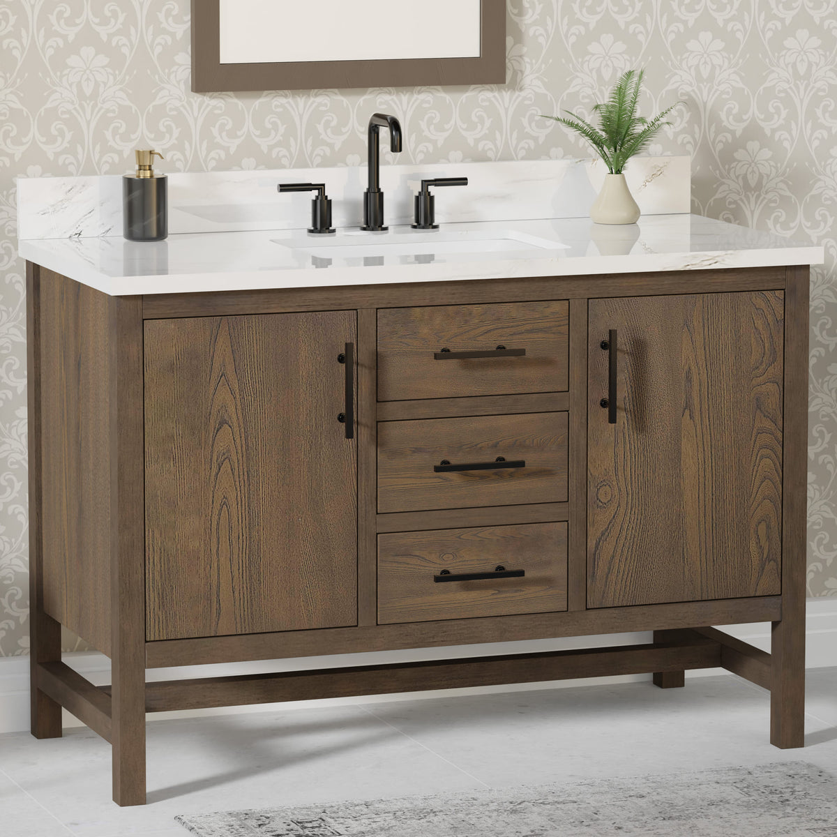 Solon 48"  Vanity Family Set with Calacatta Sintered Stone Top