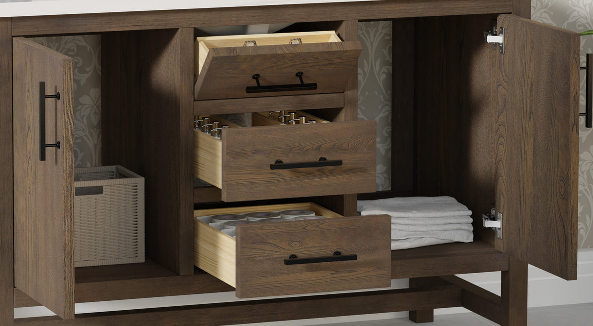 Solon 48"  Vanity Family Set with Calacatta Sintered Stone Top