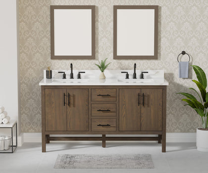 Solon 60" Vanity Family Set with Calacatta Sintered Stone Top