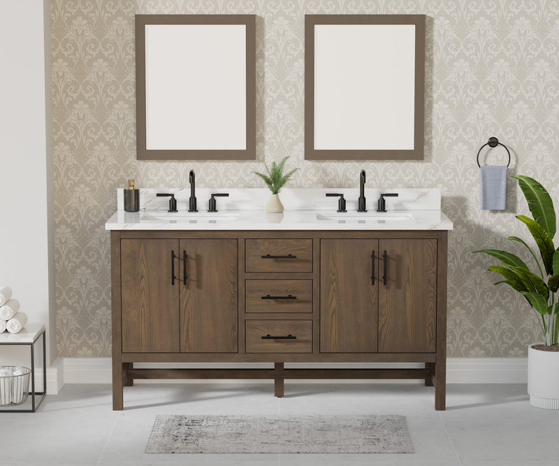 Solon 60“ Vanity Family Set with Calacatta Sintered Stone Top