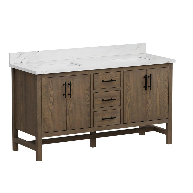 Solon 60" Vanity Family Set with Calacatta Sintered Stone Top