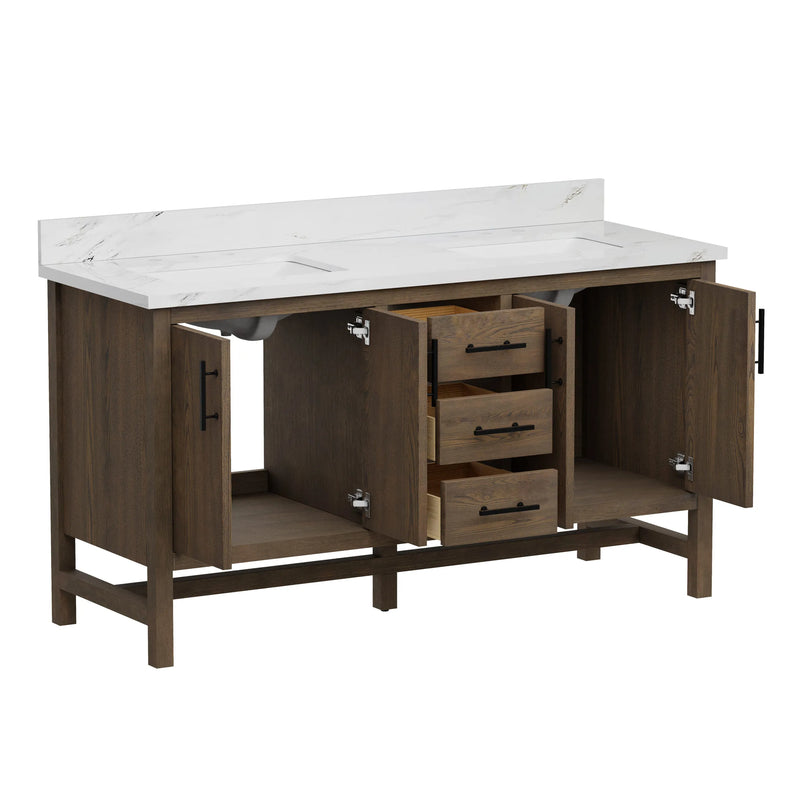 Solon 60" Vanity Family Set with Calacatta Sintered Stone Top