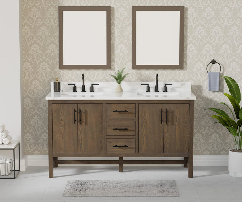 Solon 60" Vanity Family Set with Calacatta Sintered Stone Top