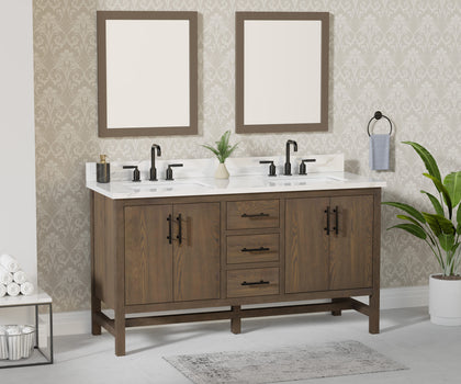 Solon 60" Vanity Family Set with Calacatta Sintered Stone Top