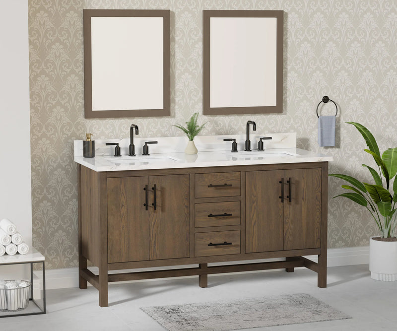 Solon 60" Vanity Family Set with Calacatta Sintered Stone Top