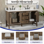 Solon 60" Vanity Family Set with Calacatta Sintered Stone Top