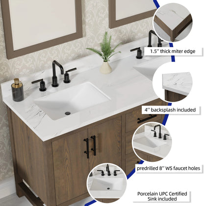 Solon 60" Vanity Family Set with Calacatta Sintered Stone Top