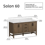 Solon 60" Vanity Family Set with Calacatta Sintered Stone Top