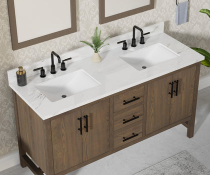 Solon 60" Vanity Family Set with Calacatta Sintered Stone Top