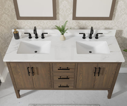 Solon 60" Vanity Family Set with Calacatta Sintered Stone Top