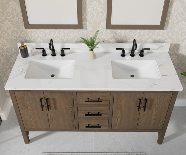Solon 60“ Vanity Family Set with Calacatta Sintered Stone Top