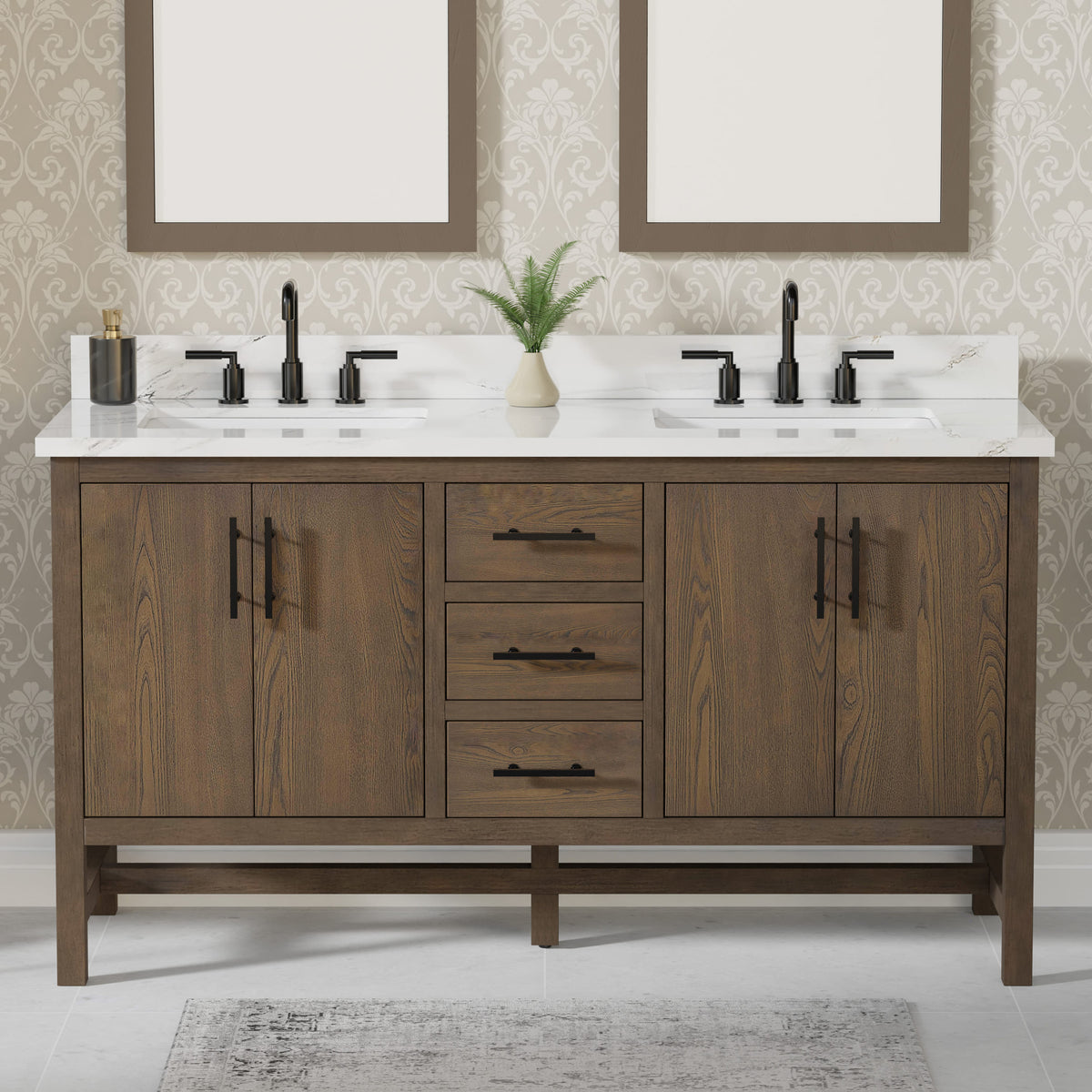 Solon 60" Vanity Family Set with Calacatta Sintered Stone Top