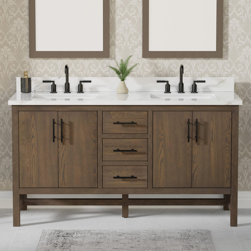 Solon 60" Vanity Family Set with Calacatta Sintered Stone Top
