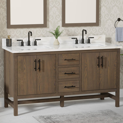 Solon 60" Vanity Family Set with Calacatta Sintered Stone Top