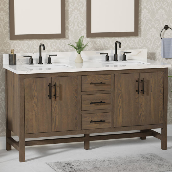 Solon 60“ Vanity Family Set with Calacatta Sintered Stone Top