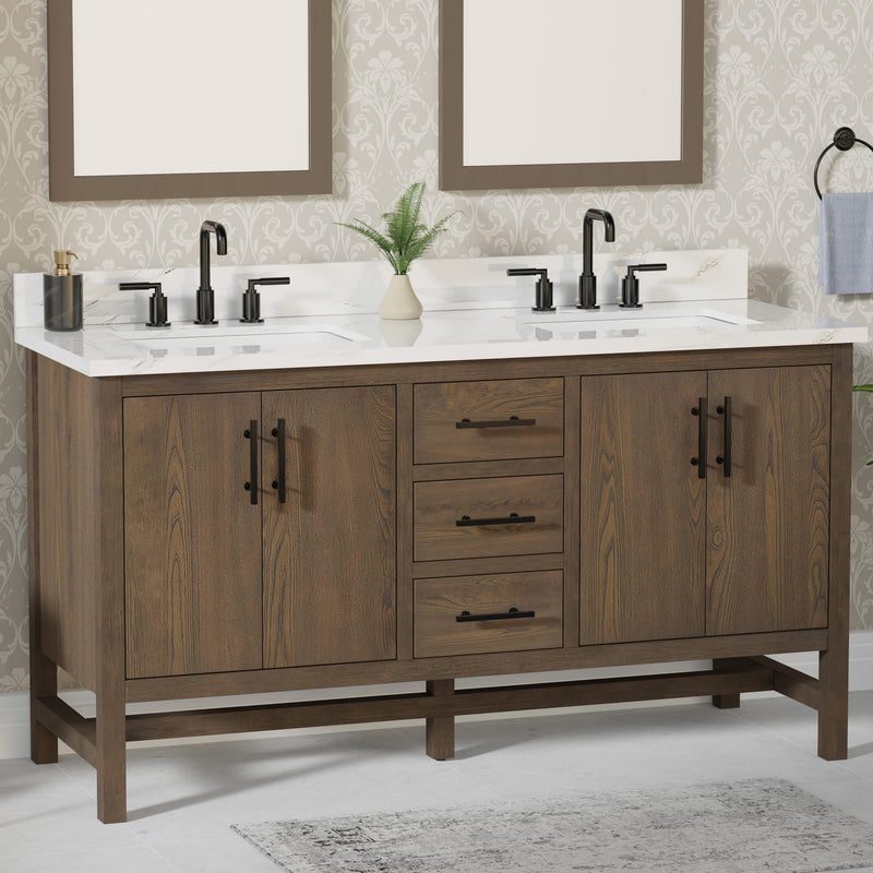 Solon 60" Vanity Family Set with Calacatta Sintered Stone Top