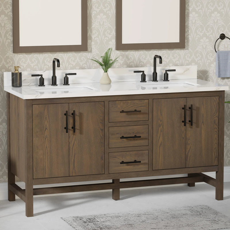 Solon 60" Vanity Family Set with Calacatta Sintered Stone Top