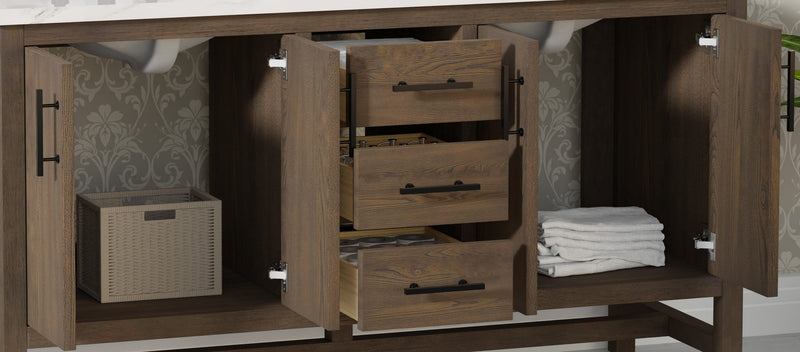 Solon 60" Vanity Family Set with Calacatta Sintered Stone Top