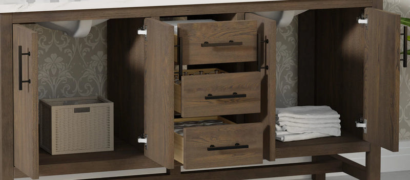Solon 60" Vanity Family Set with Calacatta Sintered Stone Top