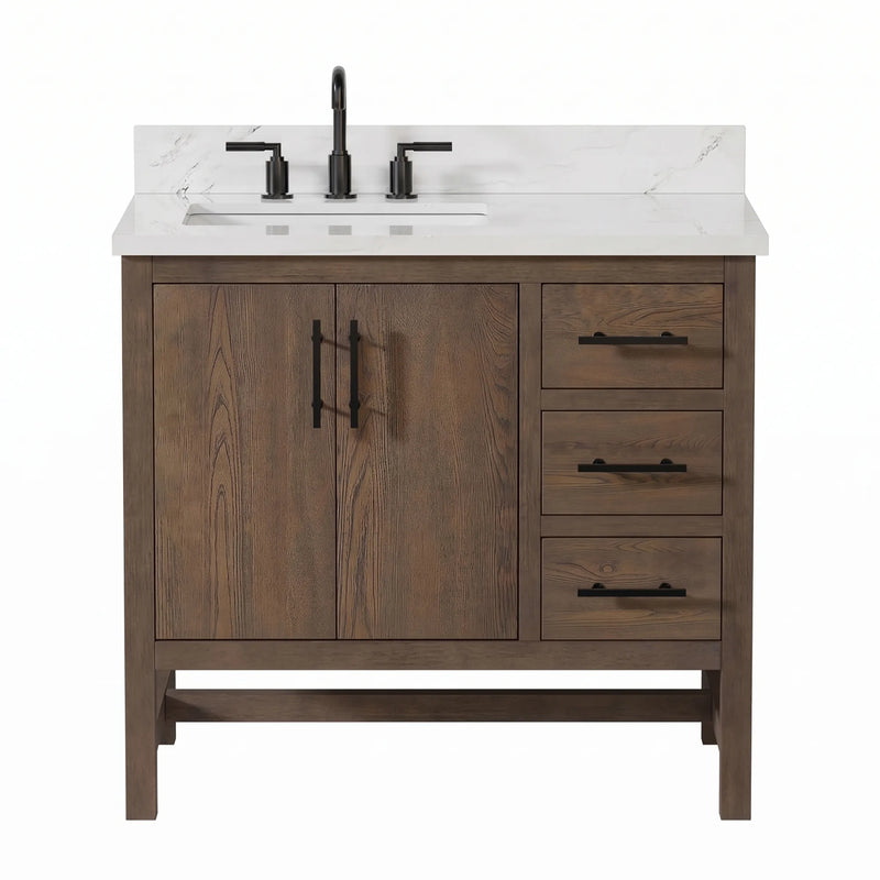 Solon 36" Vanity Family Set with Calacatta Sintered Stone Top