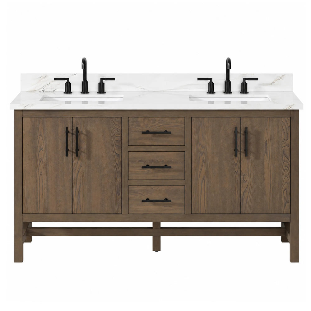 Solon 60" Vanity Family Set with Calacatta Sintered Stone Top