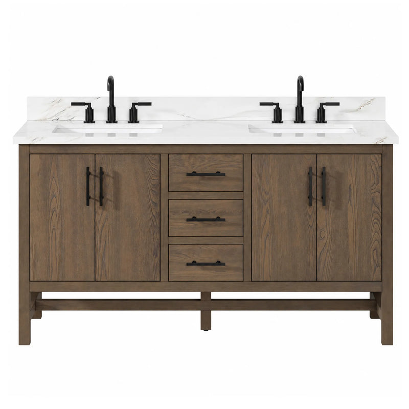 Solon 60" Vanity Family Set with Calacatta Sintered Stone Top