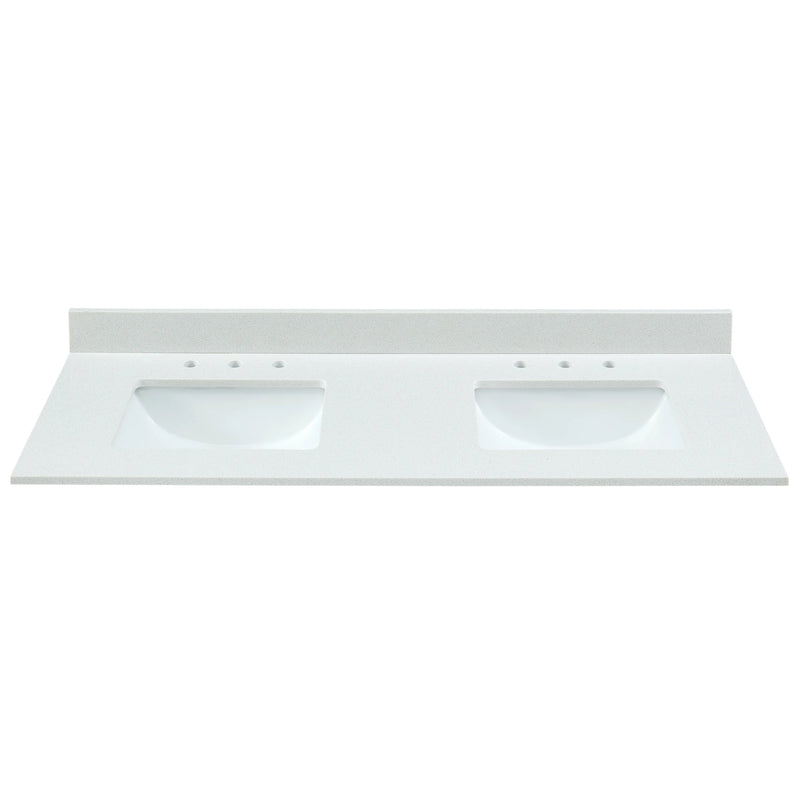 61" Snow White Engineered Marble Vanity Top with Sink