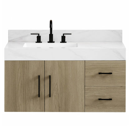 Utopia 36" Floating Bathroom Vanity with Calacatta Sintered Stone Top