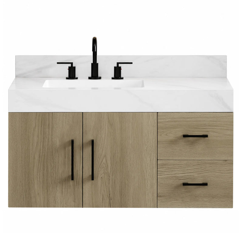 Utopia 36" Floating Bathroom Vanity with Calacatta Sintered Stone Top