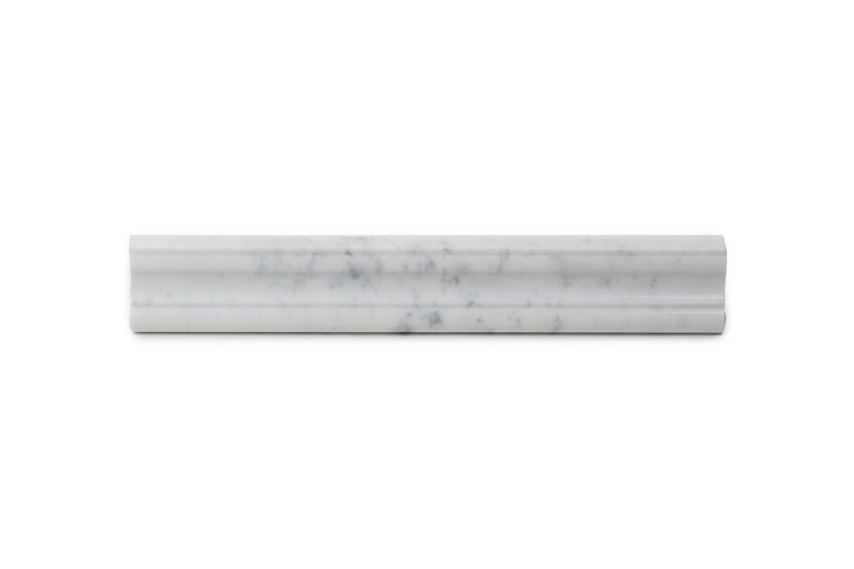 Carrara White 2-in x 12-in Polished Crown Molding Marble Trim(0.17-sq. ft/ Piece)