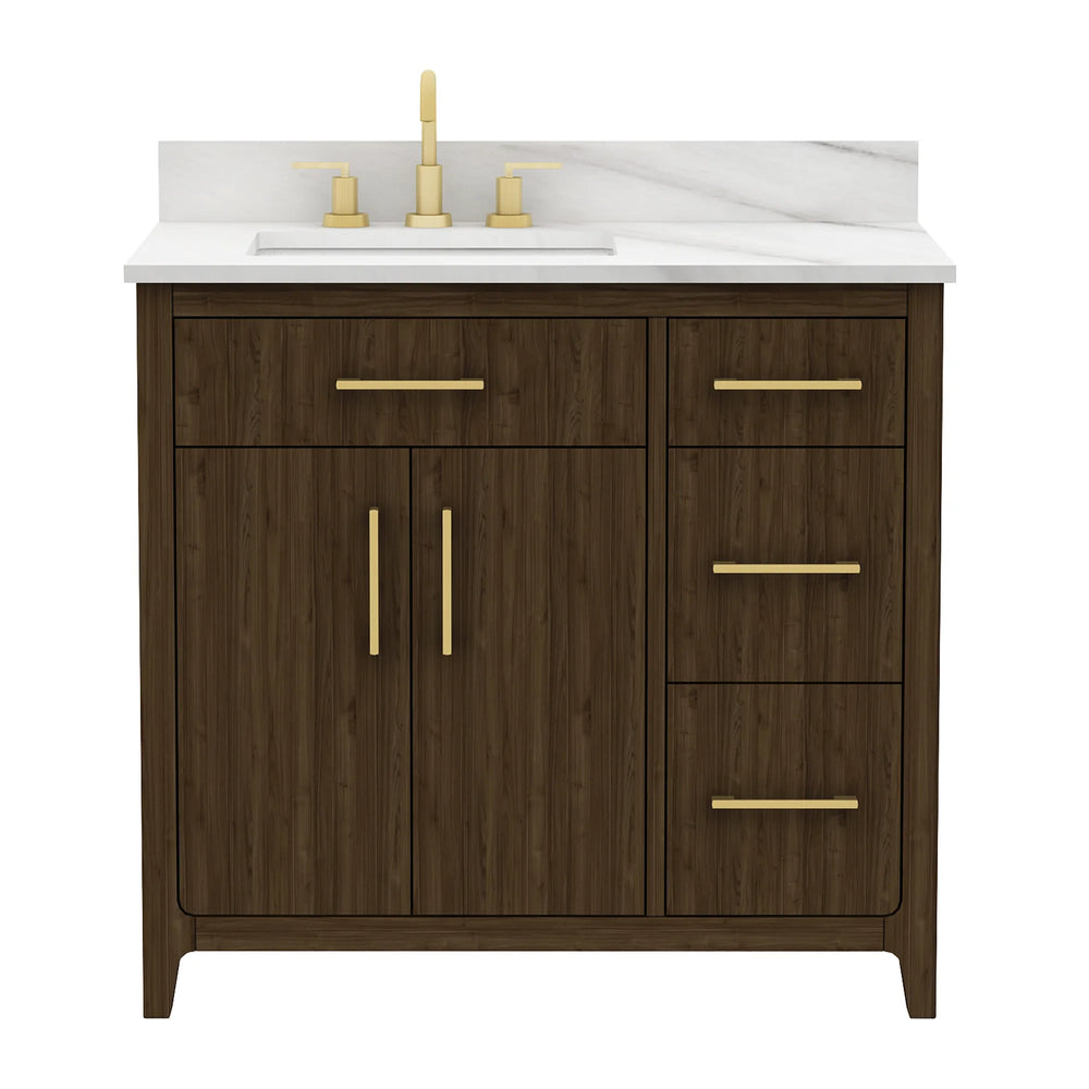 Warner 36" Single Vanity With Columbia White Marble Top