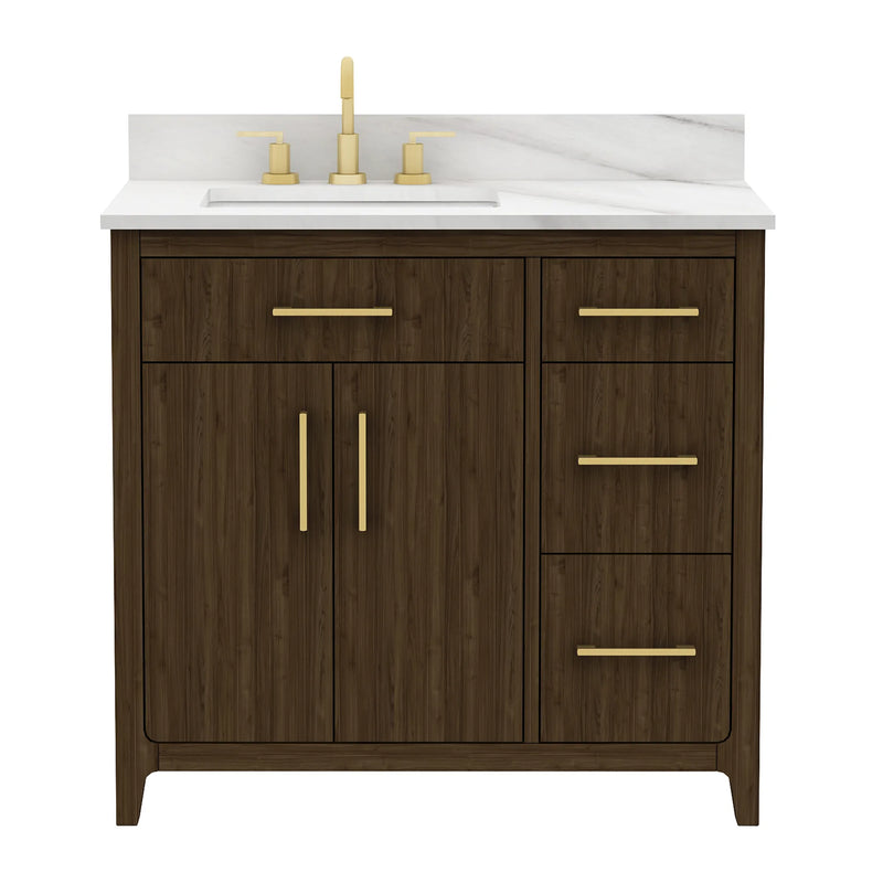 Warner 36" Single Vanity With Columbia White Marble Top