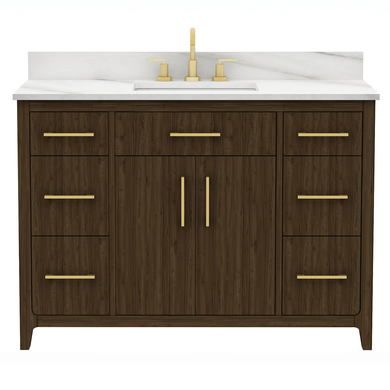 Warner 48" Single Vanity With Columbia White Marble Top