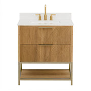 Waymart 30" Single Vanity With Pure White Quartz Top