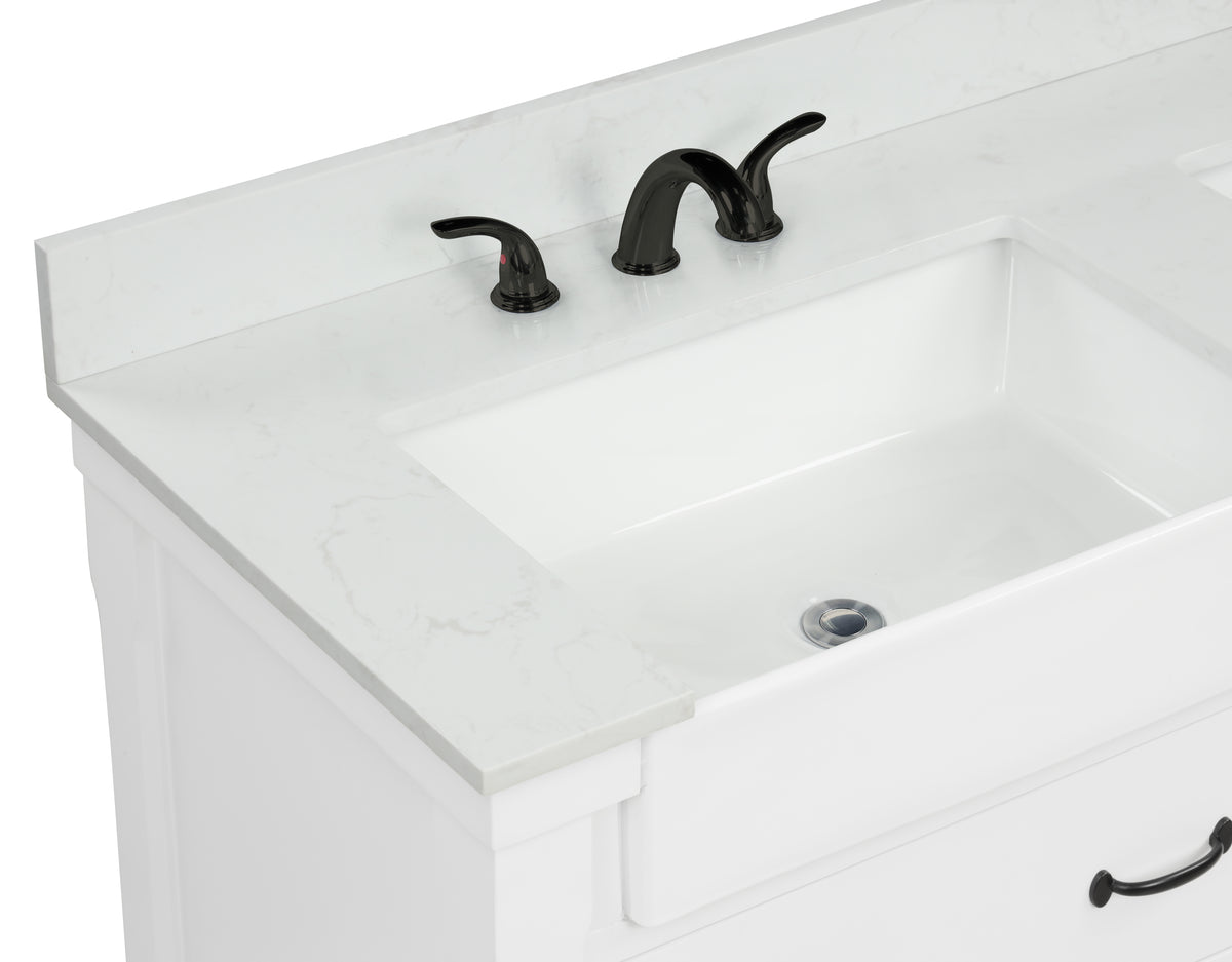 Farmington 60" Vanity Family Set with  Carrara Engineered stone top - Dove White