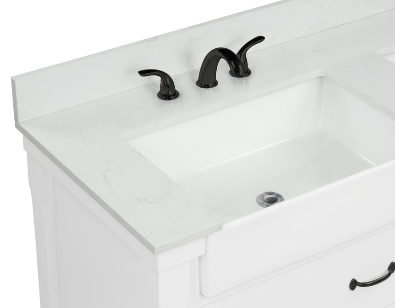 Farmington 60" Vanity Family Set with  Carrara Engineered stone top - Dove White