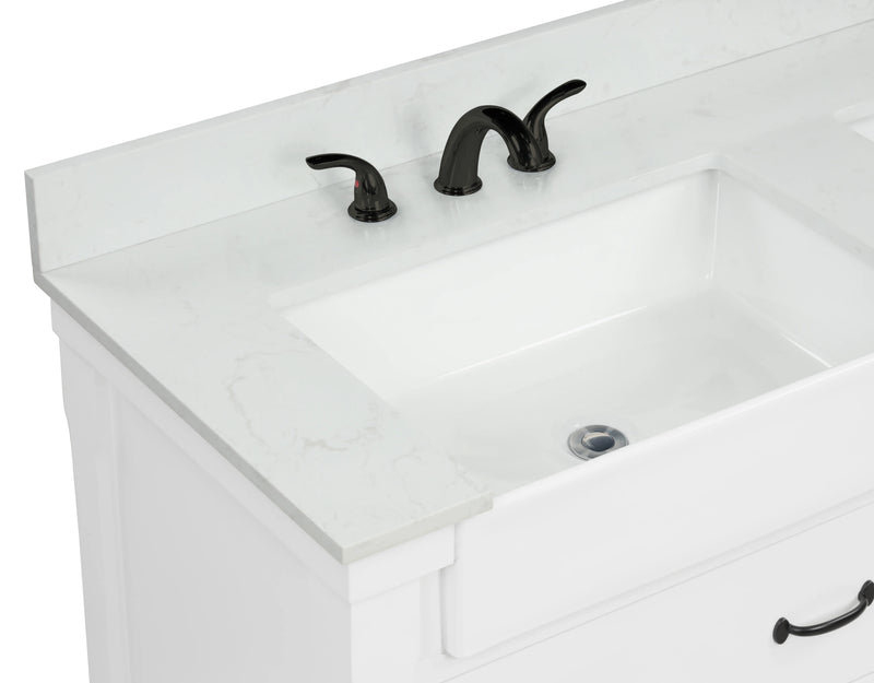 Farmington 60" Vanity Family Set with  Carrara Engineered stone top - Dove White