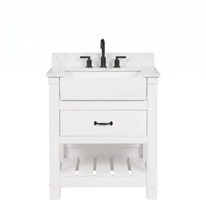 Farmington 30" Vanity Family Set with Carrara Engineered stone top - Dove White
