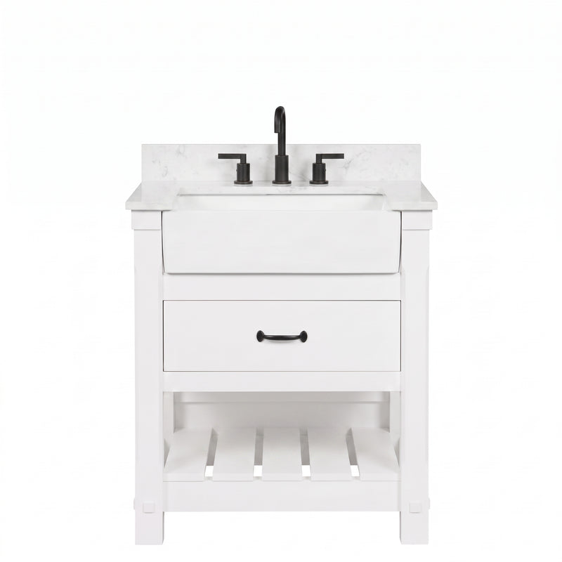 Farmington 30" Vanity Family Set with Carrara Engineered stone top - Dove White