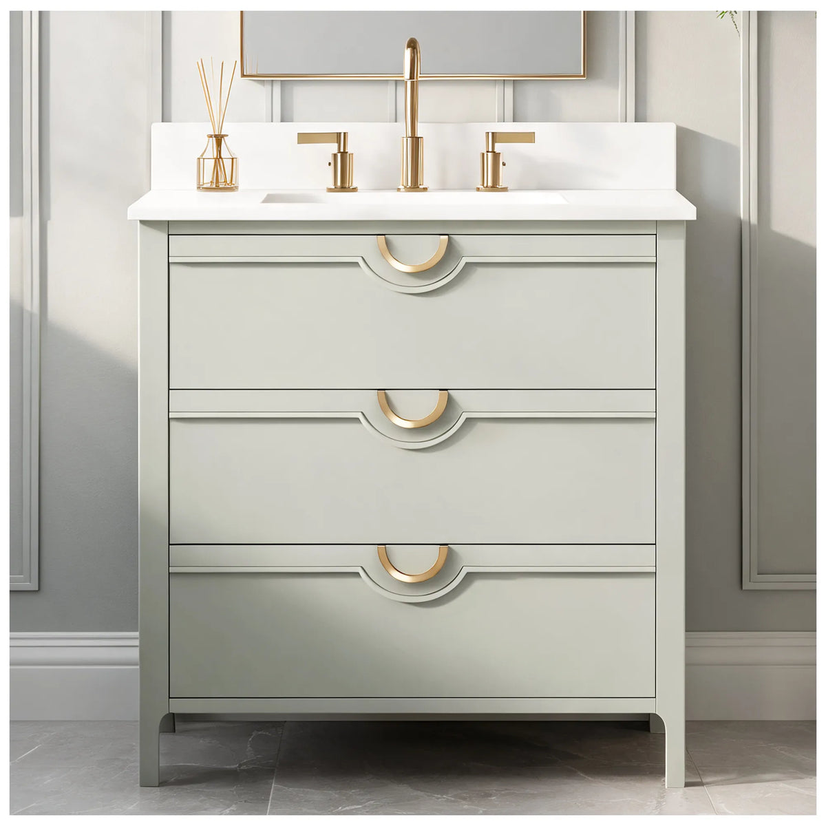 Yulan 30" Single Vanity With Pure White Quartz Top