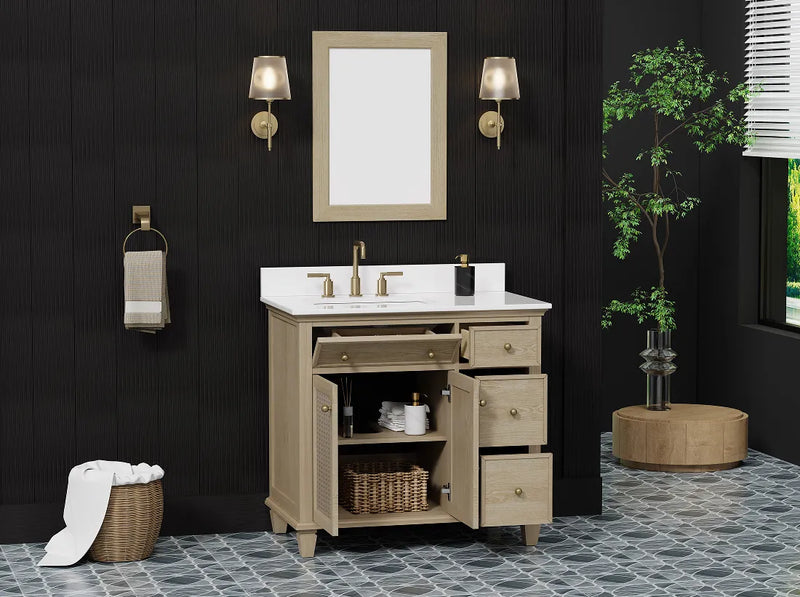 Ronnie 36" Vanity Set with Pure White Quartz top
