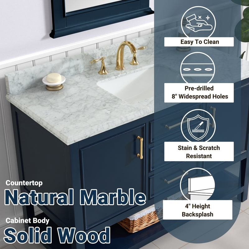 Manhattan  30" Vanity With Carrara Marble Top