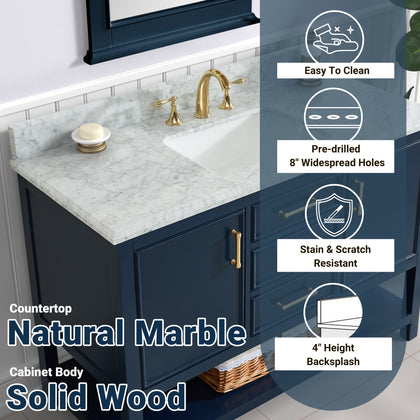 Manhattan 60" Vanity With Carrara Marble Top