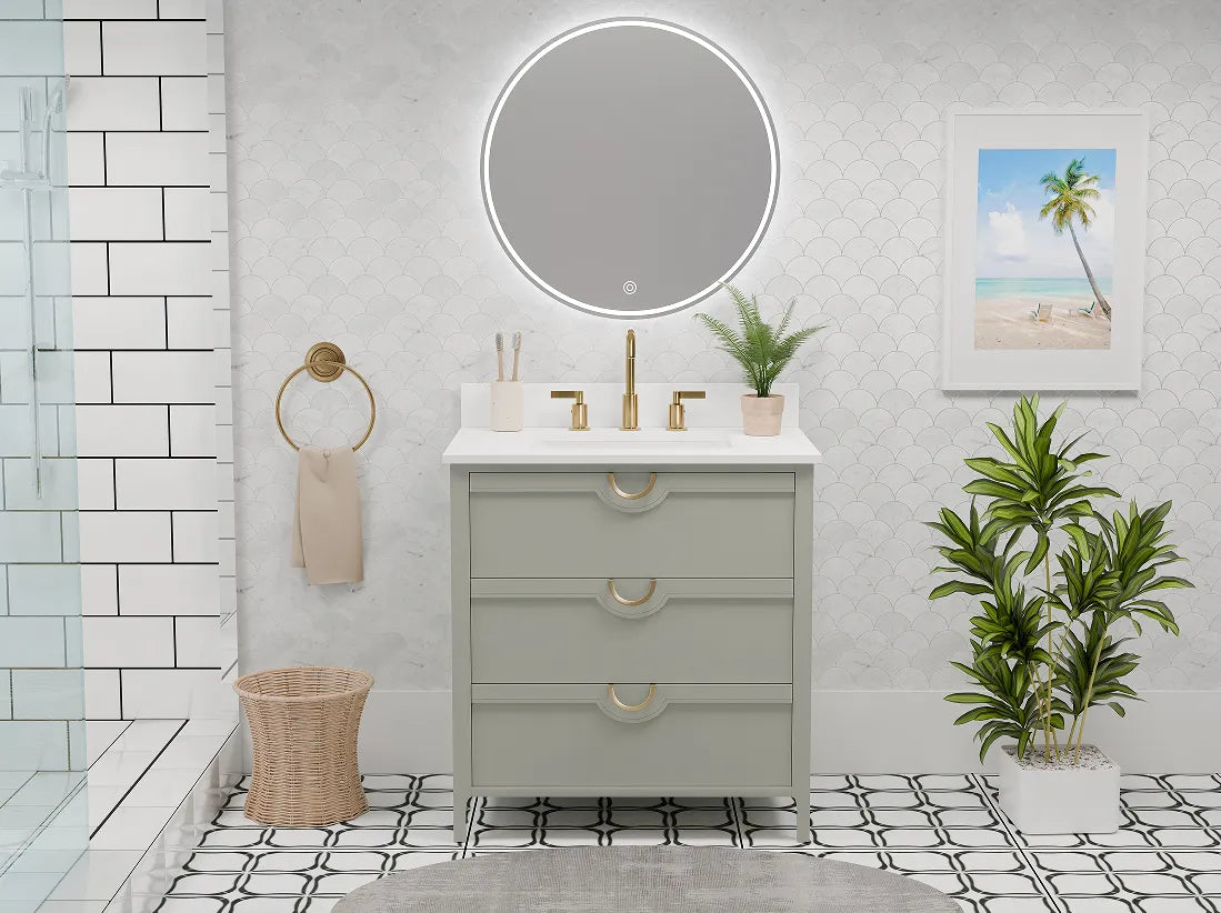 Yulan 30" Single Vanity With Pure White Quartz Top