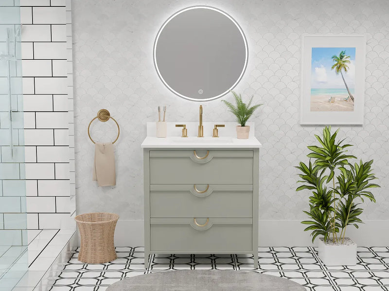 Yulan 30" Single Vanity With Pure White Quartz Top