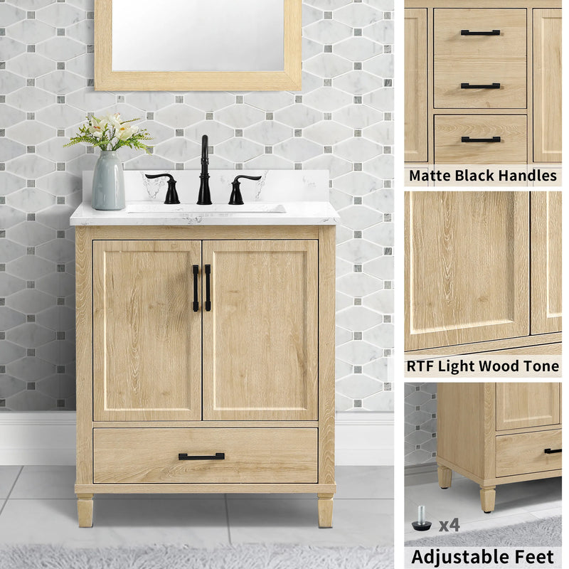 Hardin 24" Single Vanity With Carrara White Engineered Stone Top