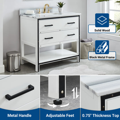 Hendrick 36" Soft White Vanity With Marmara Marble Top